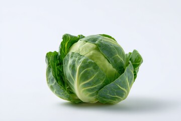 Fototapeta premium Fresh green brussels sprout on white background.