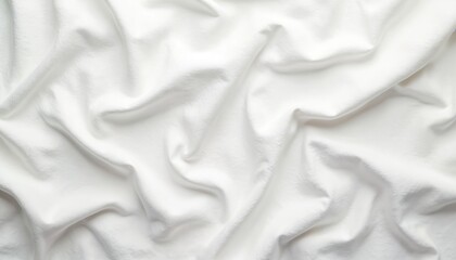 Obraz premium White linen fabric background. Crumpled linen texture natural cotton material. Top view. Natural handmade textile, eco-friendly, soft and clean. Wrinkled surface for bedding, fashion or design.