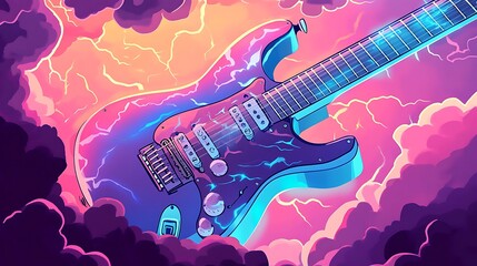 Obraz premium Colorful electric guitar illustration