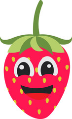 Strawberry Cartoon with Smiling Expression