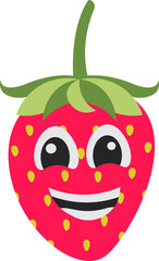 Obraz premium Strawberry Cartoon with Smiling Expression