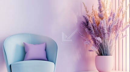 Pastel Chair with Flowers, and Interior Design.