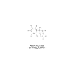 Acetylsalicylic acid Lewis structure. Simple chemical schematic illustration. Educational diagram