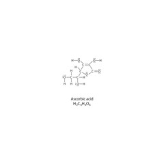 Ascorbic acid Lewis structure. Simple chemical schematic illustration. Educational diagram