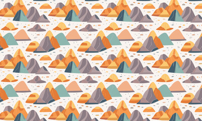 Cute Abstract Hand-Drawn Mountain and Sky Seamless Print Design pattern