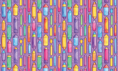 Colorful Crayons Seamless Pattern Design