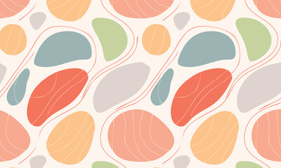 Modern Pebble Shapes Abstract Fluid  Seamless Pattern Design