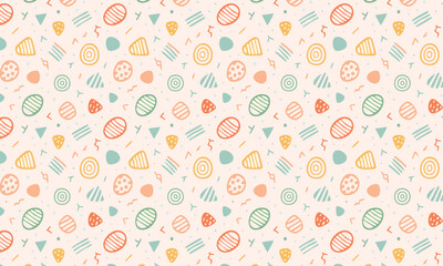 Modern Geometric and Organic Colorful Abstract Playful Shapes Seamless Pattern Background