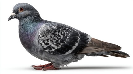 A pigeon perched with elegance, isolated on white background © KASUEMA SALAE