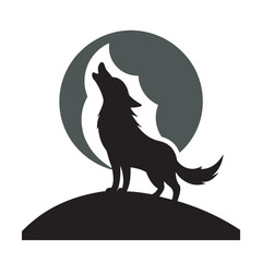 Moon howling wolf pup silhouette