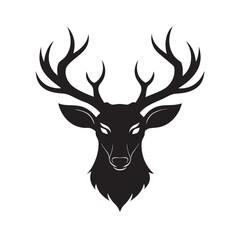 Tribal Antler Deer Head Silhouette
