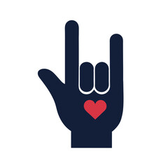 Fototapeta premium Silhouette Of A Hand Signing I Love You