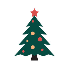 Christmas tree silhouette with ornaments and star