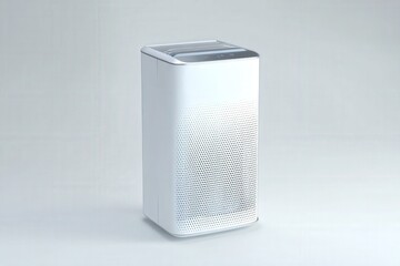Modern air purifier, sleek design, clean white.