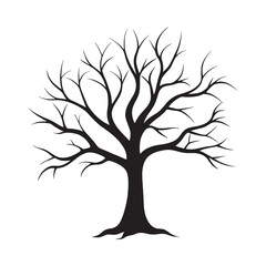 Bare winter tree silhouette with twisted branches