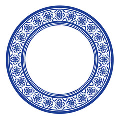 Round frame pattern floral design. ring shape. botanical, natural theme. for decoration, background, home decor, ceramic, fabric, tile. circular border.