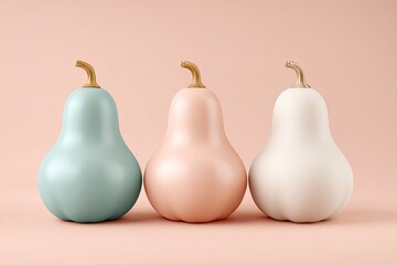 Pastel Pumpkins Autumn Still Life.