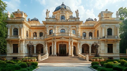 Fototapeta premium Classic european estate with decorative columns high resolution image