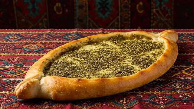 Delicious manouche zaatar flatbread middle eastern food recipe traditional lebanese cuisine