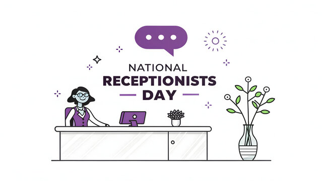 National Receptionists Day Celebration Featuring a Receptionist at Work - Powered by Adobe