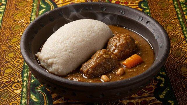 Fufu and soup african cuisine nigerian food ghanaian dish traditional meal west african food culture