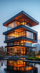 Spectacular high-rise with sleek glass architecture high resolution photo