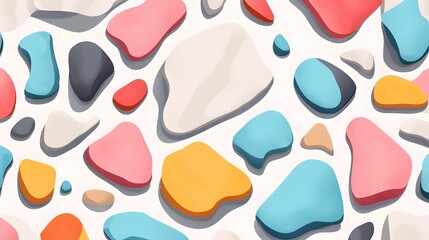 Digital illustration of abstract, overlapping, colored blobs on a white background.