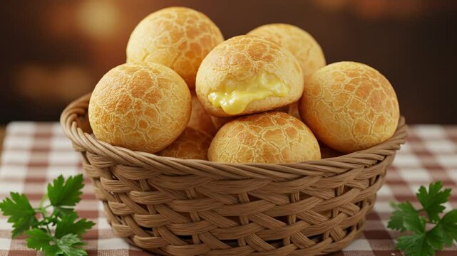 Brazilian cheese bread pao de queijo recipe delicious homemade baked goods in basket on table