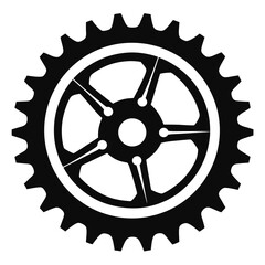 Obraz premium A complex gear icon in black and white features intricate interior details