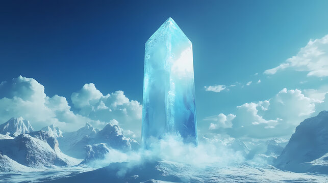 A majestic shining monolith with perfectly smooth [Frozen Monoliths] | Winter Monolith | chilling mass. Illustration
