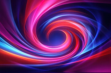 A colorful abstract spiral pattern composed of intertwined red, pink, and blue lights, perfect for digital art, abstract design, and vibrant aesthetic themes.