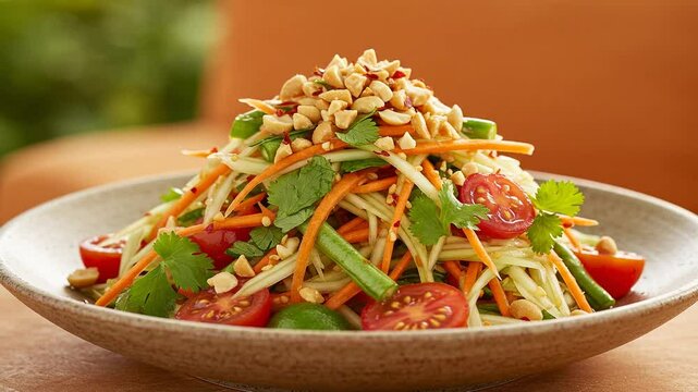Som tam thai recipe green papaya salad with peanuts tomatoes and carrots thai cuisine healthy food dish