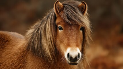 Fototapeta premium Portrait of a Shetland pony horse, cute and gentle, isolated on background