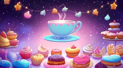 Colorful pastel dessert display