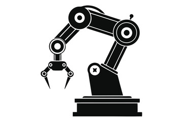 Black robotic arm presents advanced technology with precision claws against a clean white background