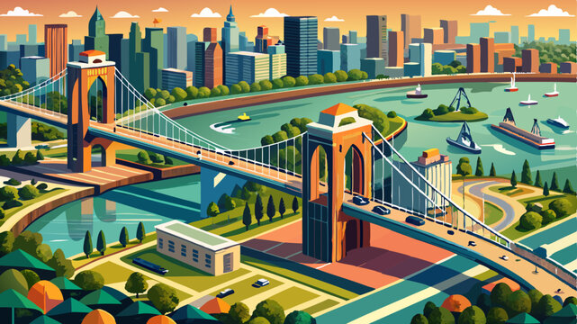 Aerial view of the Triborough Bridge on Randall's Island in New York City