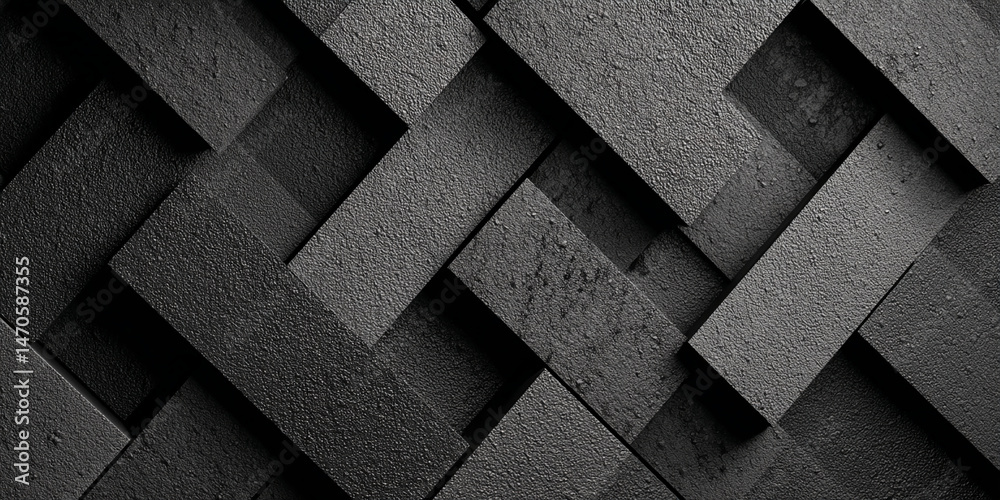 Aufkleber Dark gray textured rectangles intersect, creating a geometric pattern, showcasing a modern and abstract design suitable for backgrounds or presentations