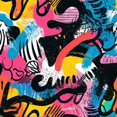 Abstract Graffiti Art: A vibrant explosion of color and form, the artwork pulsates with dynamic energy. The graphic is a celebration of self-expression and urban culture.