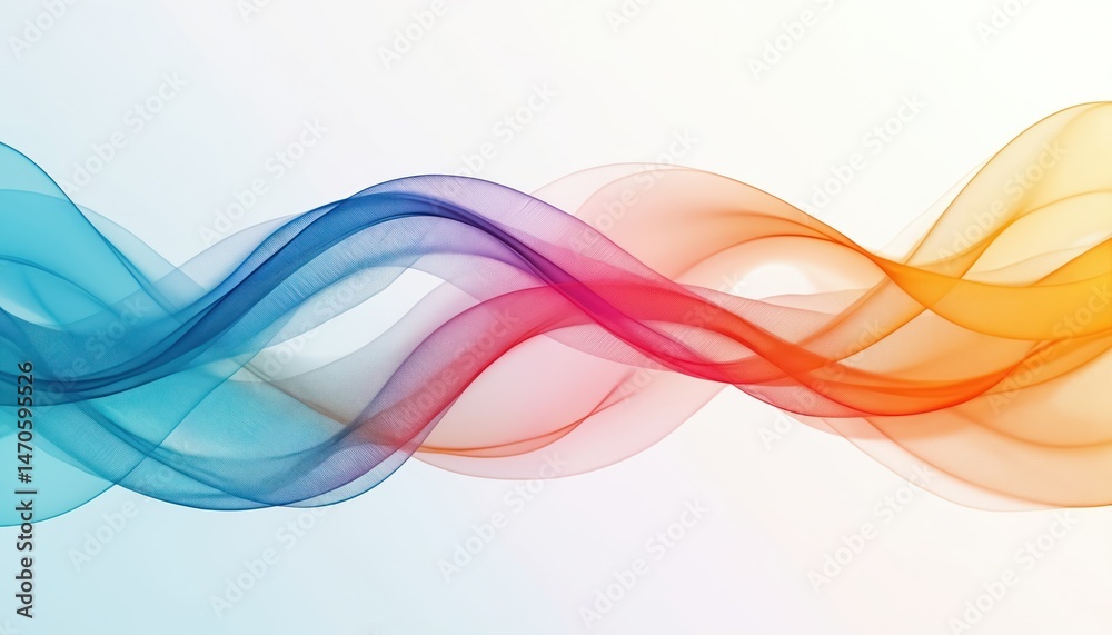 Poster abstract colorful wave lines illustration. vibrant flowing dynamic design with rainbow gradient. art
