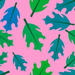 Autumn oak seamless leaves pattern for wrapping paper and fabrics