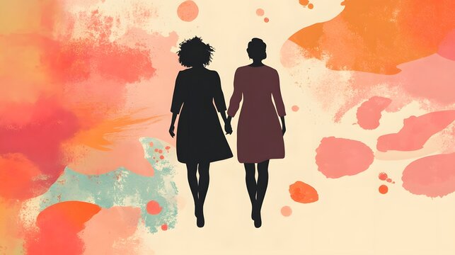 Two women walking side by side with a shared sense of encouragement and support