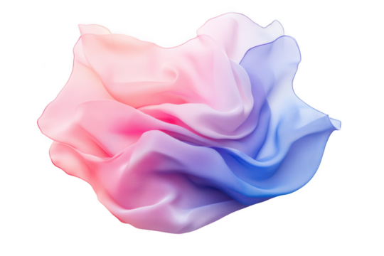 Silk cloth with pastel colors on white background on transparent background