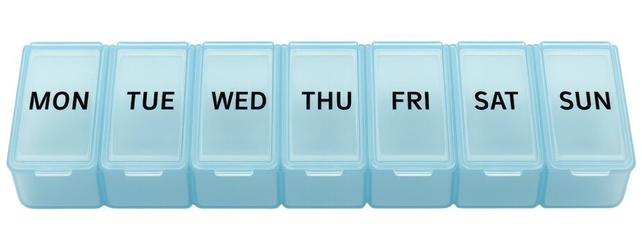 Weekly Pill Organizer Seven Day Medication Box for Daily Doses Blue Plastic Container