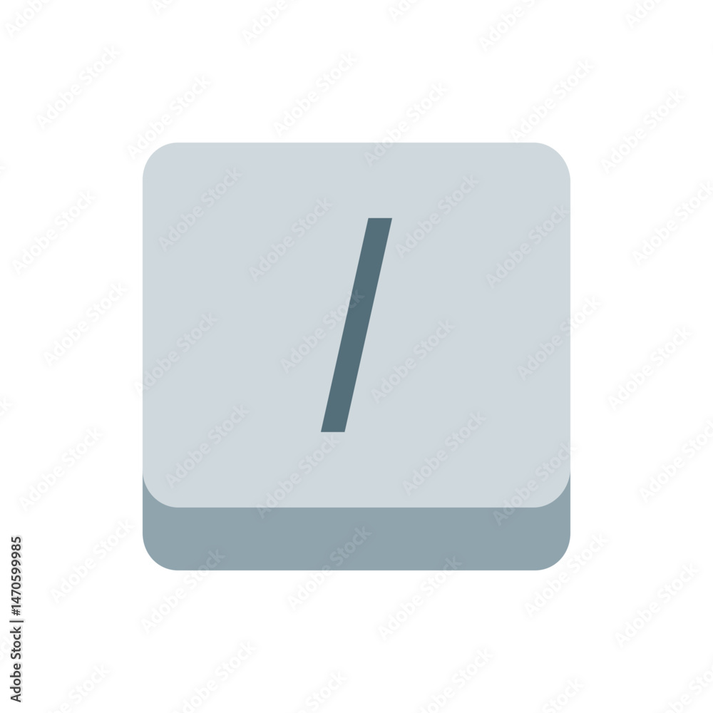 Poster a light gray button with rounded edges featuring a dark gray forward slash symbol placed in the cent