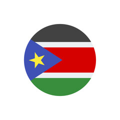 A roundel featuring the flag of south sudan with horizontal stripes and a blue triangle with a yellow star