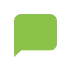 A light green speech bubble with rounded corners and a pointed tail on a white background is displayed