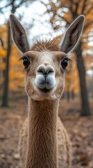 Obraz premium Cute Llama in Autumn Woods