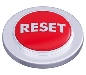 3D Reset button silver color isolated on transparent background 3D illustration