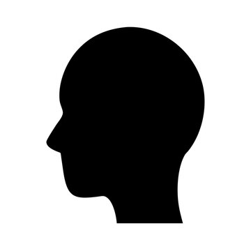 Silhouette of a human head vector icon , isolated background