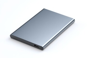 Fototapeta premium Sleek silver external hard drive.